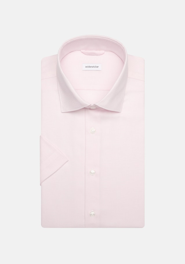 Bügelfreies Struktur Kurzarm Business Hemd in Shaped mit Kentkragen in Rosa/Pink |  Seidensticker Onlineshop