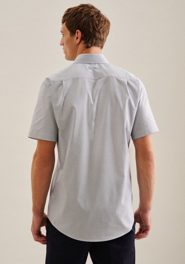 Non-iron Popeline korte arm Business overhemd in Regular with Kentkraag in Middelmatig Blauw | Seidensticker Onlineshop
