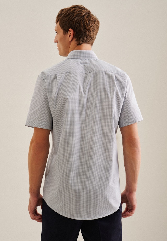 Non-iron Popeline korte arm Business overhemd in Regular with Kentkraag in Middelmatig Blauw | Seidensticker Onlineshop