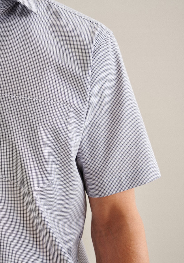 Non-iron Popeline korte arm Business overhemd in Regular with Kentkraag in Middelmatig Blauw |  Seidensticker Onlineshop