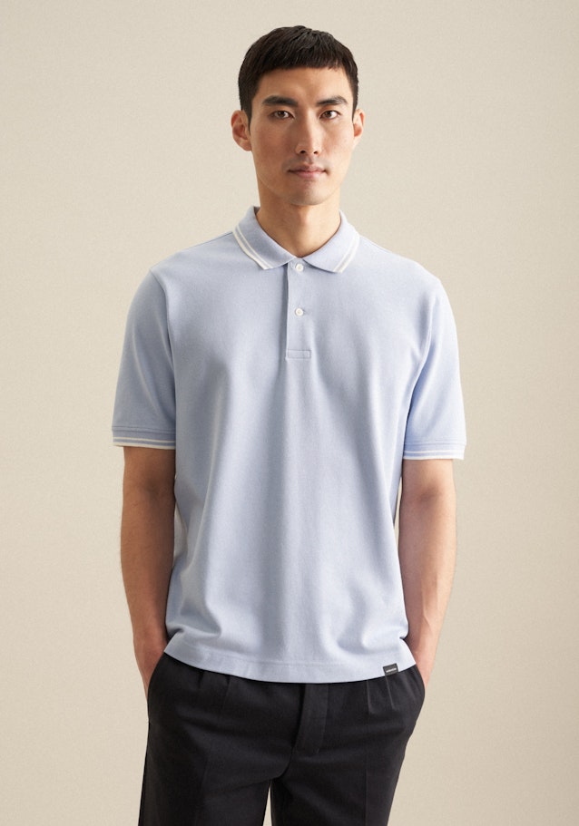 Kragen T-Shirt Regular in Hellblau | Seidensticker Onlineshop