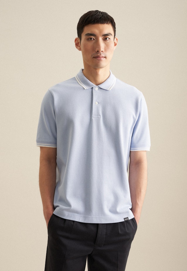 Kraag T-Shirt in Lichtblauw |  Seidensticker Onlineshop