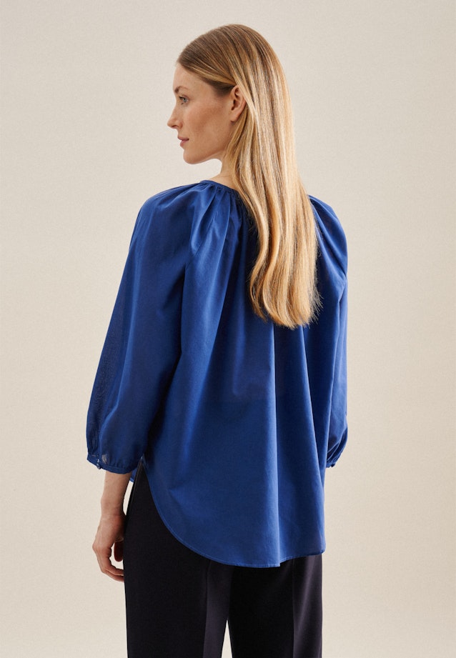 3/4 mouwen Voile Shirtblouse in Middelmatig Blauw | Seidensticker Onlineshop