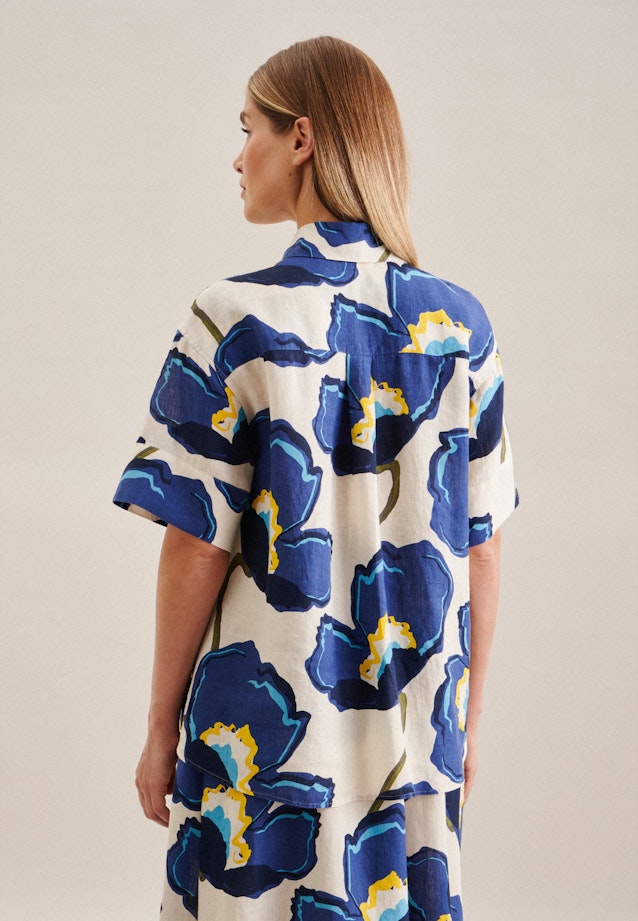 korte arm Linnen Shirtblouse in Middelmatig Blauw | Seidensticker Onlineshop