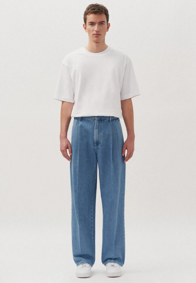 Oversized Unisex Bundfaltenhose Uni in Mittelblau | Seidensticker Onlineshop