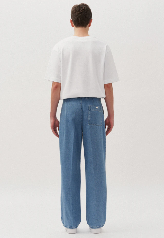 Oversized Unisex Bundfaltenhose Uni in Mittelblau |  Seidensticker Onlineshop