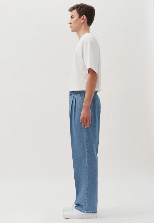 Oversized Unisex Bundfaltenhose Uni in Mittelblau |  Seidensticker Onlineshop
