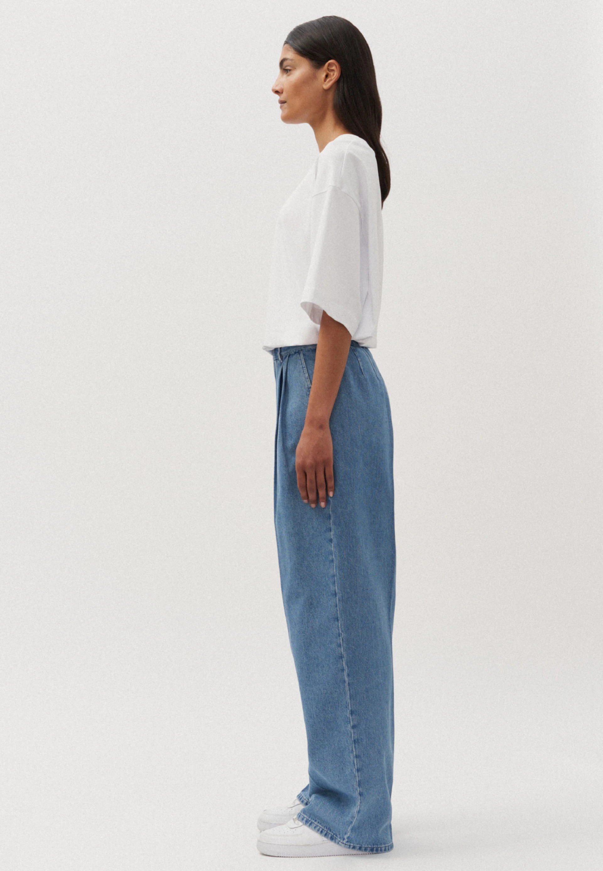 Herren Unisex Bundfaltenhose Oversized mittelblau | Seidensticker 