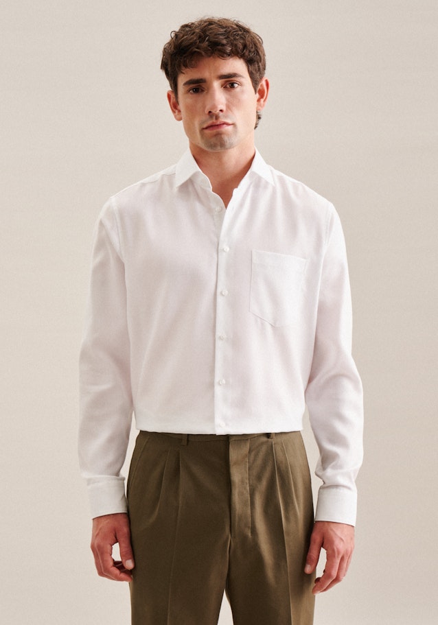 Non-iron Structure Business Shirt in Regular with Kent-Collar in White | Seidensticker Onlineshop