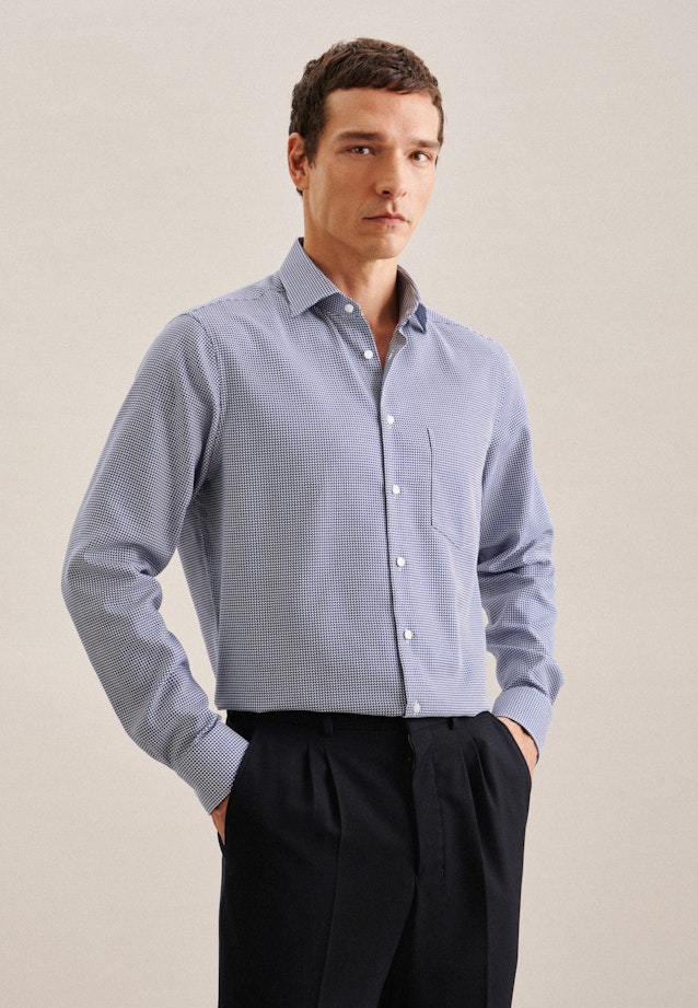 Regular Business shirt Check in Medium Blue |  Seidensticker Onlineshop