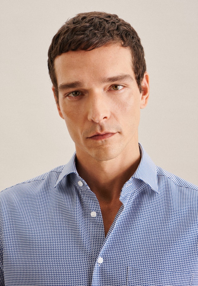 Regular Business shirt Check in Medium Blue |  Seidensticker Onlineshop