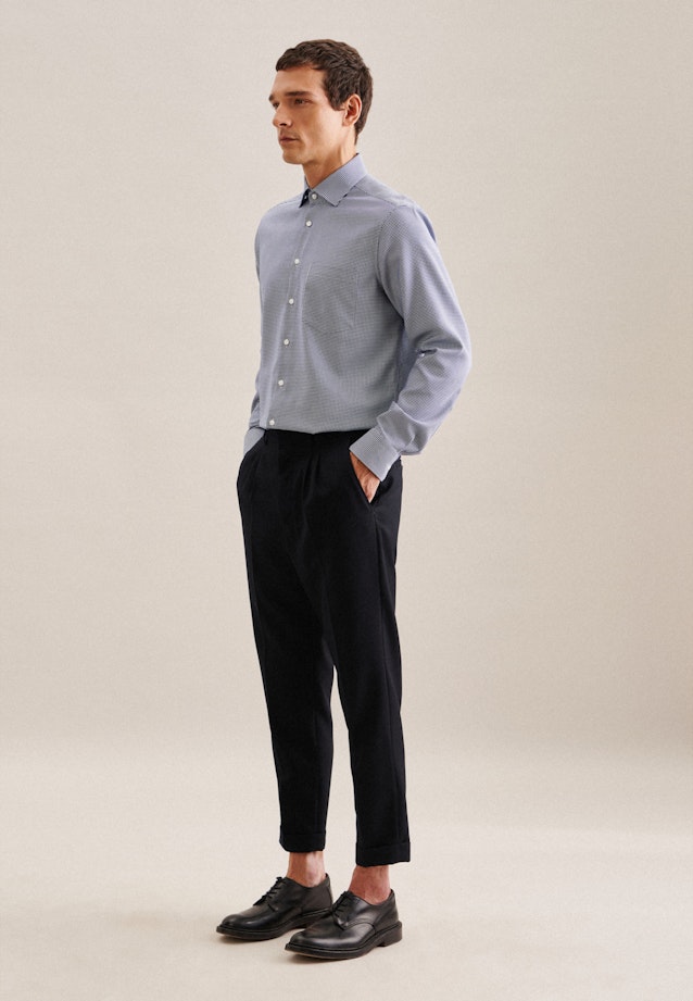 Regular Business shirt Check in Medium Blue |  Seidensticker Onlineshop