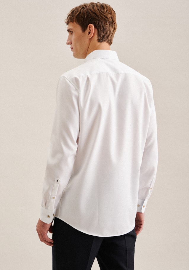 Non-iron Twill Business overhemd in Regular with Covered Button-Down-Kraag in Wit | Seidensticker Onlineshop