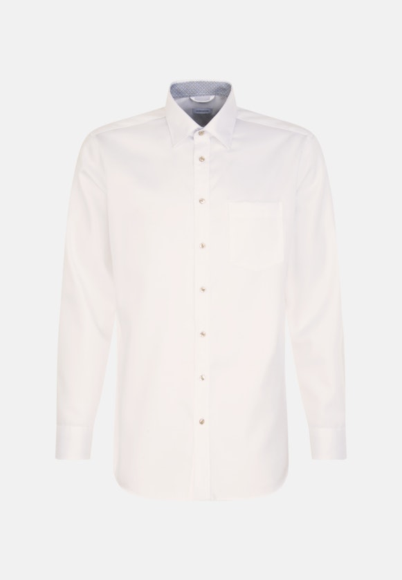 Non-iron Twill Business overhemd in Regular with Covered Button-Down-Kraag in Wit |  Seidensticker Onlineshop