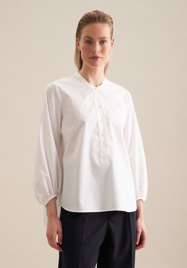 Long sleeve Twill Stand-Up Blouse in White | Seidensticker Onlineshop