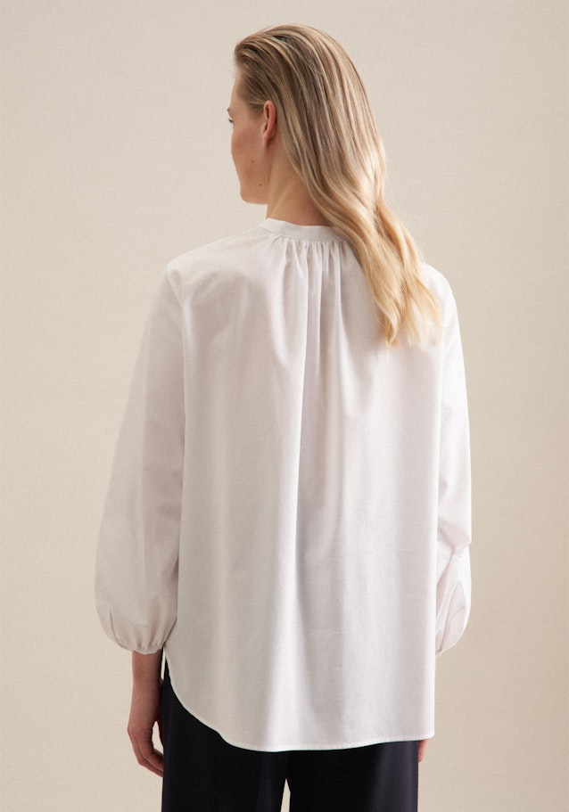 Long sleeve Twill Stand-Up Blouse in White | Seidensticker Onlineshop