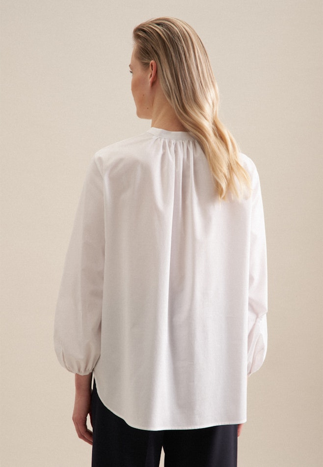 Blouse à col montant Twill (sergé) dans Blanc | Boutique en ligne Seidensticker