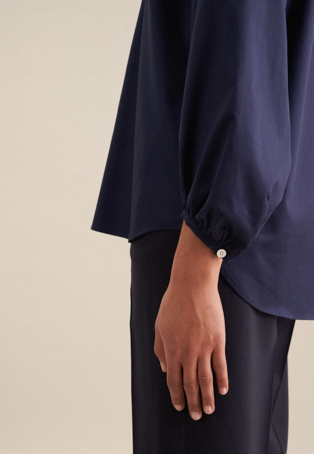 Twill Stand-Up Blouse in Dark Blue |  Seidensticker Onlineshop