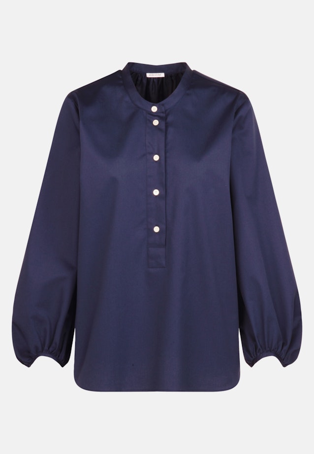 Twill Blouse Met Opstaande Kraag in Donkerblauw |  Seidensticker Onlineshop