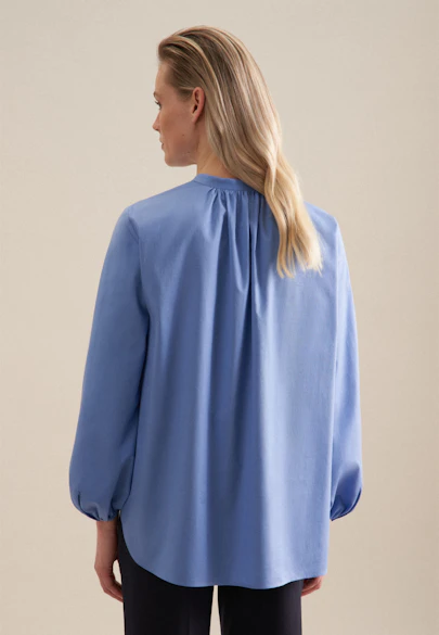 Stehkragenbluse Uni in Mittelblau |  Seidensticker Onlineshop