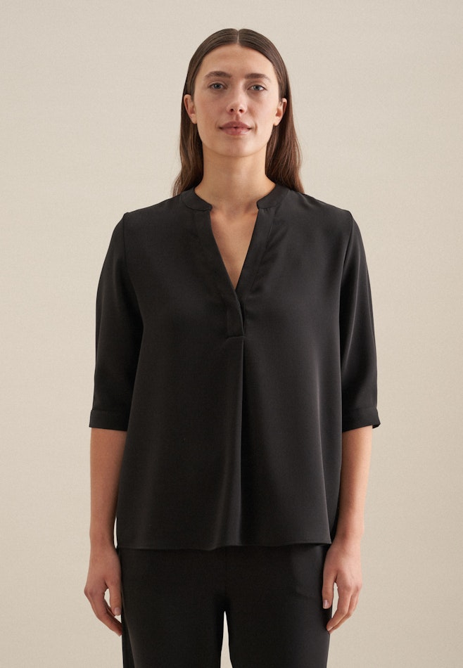 3/4-sleeve Crepe Tunic in Black | Seidensticker online shop