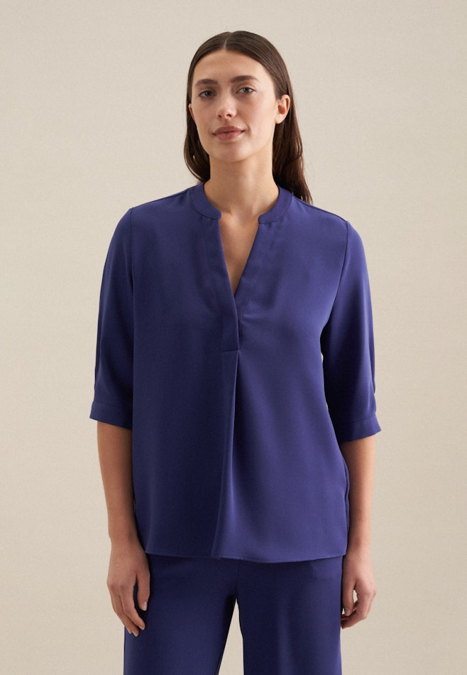 3/4-sleeve Crepe Tunic in Medium Blue | Seidensticker online shop