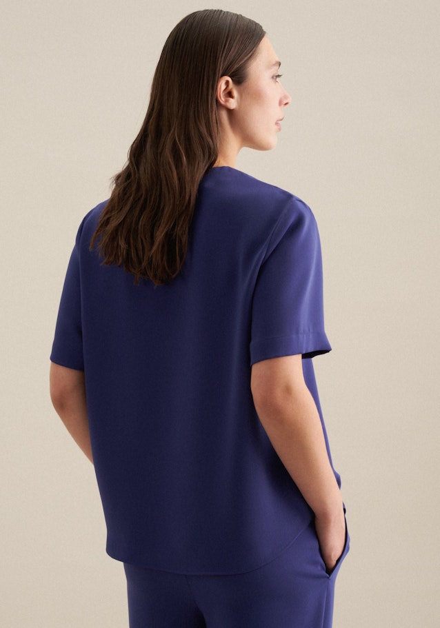 V-Hals Shirtblouse in Middelmatig Blauw | Seidensticker Onlineshop