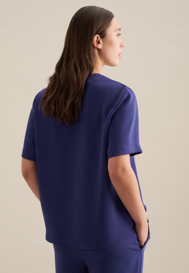 V-Neck Shirt Blouse in Medium Blue | Seidensticker online shop