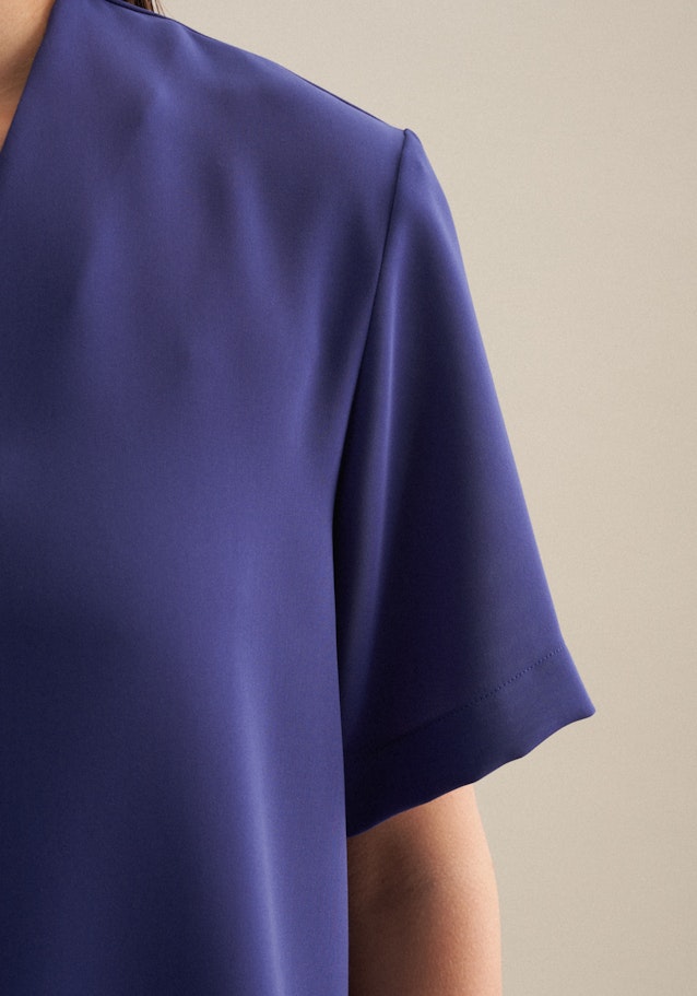 V-Neck Shirt Blouse in Medium Blue |  Seidensticker Onlineshop