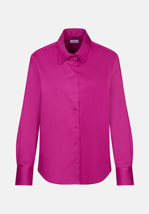 Bügelfreie Langarm Satin Hemdbluse in Rosa/Pink |  Seidensticker Onlineshop