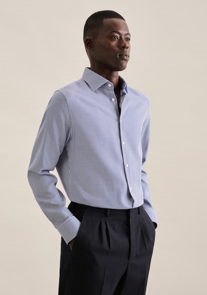 Slim Business Hemd Karo in Mittelblau | Seidensticker Onlineshop