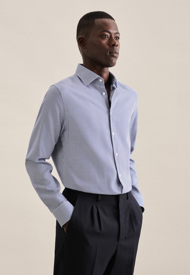 Non-iron Structure Business Shirt in Slim with Kent-Collar in Medium Blue | Seidensticker Onlineshop