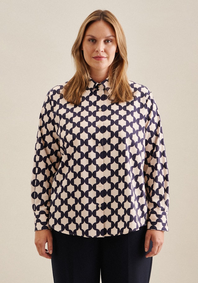 Grande taille Kraag Shirtblouse in Donkerblauw | Seidensticker Onlineshop