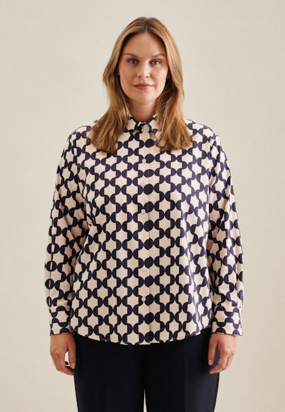 Shirt Blouse Geometric pattern in Dark Blue |  Seidensticker Onlineshop