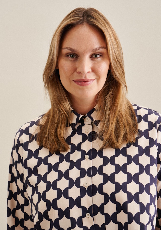 Hemdbluse Geometrische Muster in Dunkelblau | Seidensticker Onlineshop