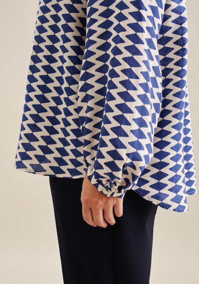 Grande taille Collar Stand-Up Blouse in Medium Blue |  Seidensticker Onlineshop