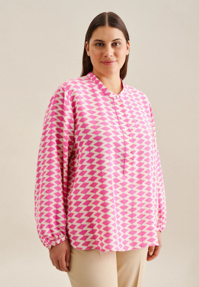 Stehkragenbluse Geometrische Muster in Rosa/Pink |  Seidensticker Onlineshop