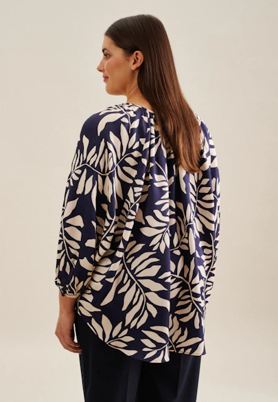 Shirtbluse Blätter in Dunkelblau |  Seidensticker Onlineshop
