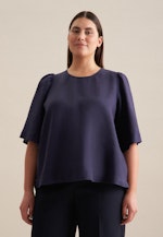 Curvy Rundhals Shirtbluse Regular in Dunkelblau |  Seidensticker Onlineshop