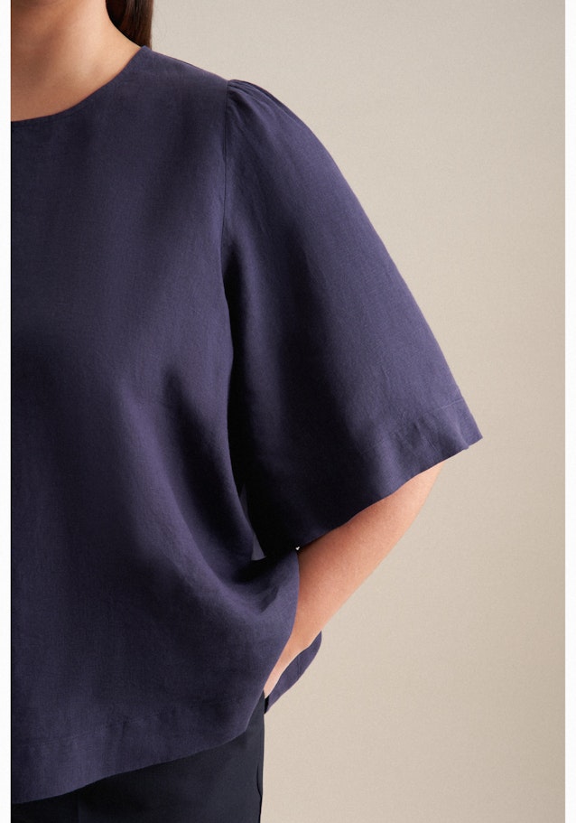 Grande taille Crew Neck Shirt Blouse in Dark Blue |  Seidensticker Onlineshop