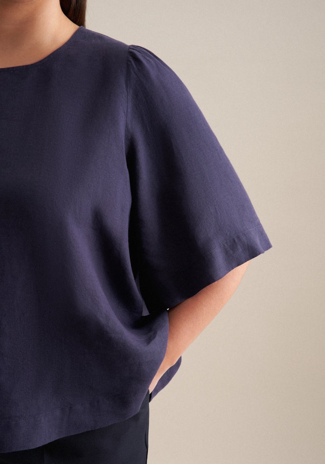 Grande taille Ronde Hals Shirtblouse in Donkerblauw |  Seidensticker Onlineshop