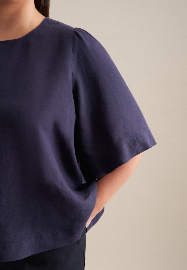 Grande taille Crew Neck Shirt Blouse in Dark Blue |  Seidensticker Onlineshop