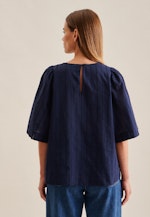 Kurzarm Voile Shirtbluse in Dunkelblau |  Seidensticker Onlineshop