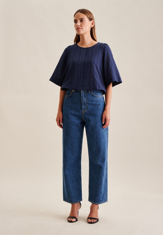 Short sleeve Voile Shirt Blouse in Dark Blue |  Seidensticker Onlineshop