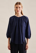 3/4 mouwen Voile Overgooi-Blouse in Donkerblauw |  Seidensticker Onlineshop