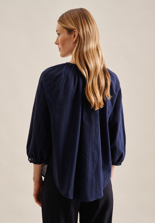 3/4-sleeve Voile Slip Over Blouse in Dark Blue | Seidensticker online shop