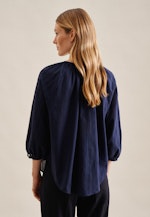 3/4 mouwen Voile Overgooi-Blouse in Donkerblauw |  Seidensticker Onlineshop