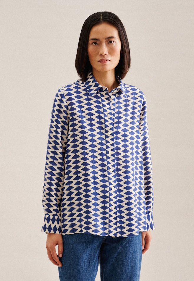 Long sleeve Linen Shirt Blouse in Medium Blue | Seidensticker online shop