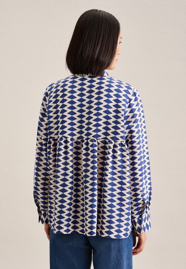Long sleeve Linen Shirt Blouse in Medium Blue | Seidensticker Onlineshop
