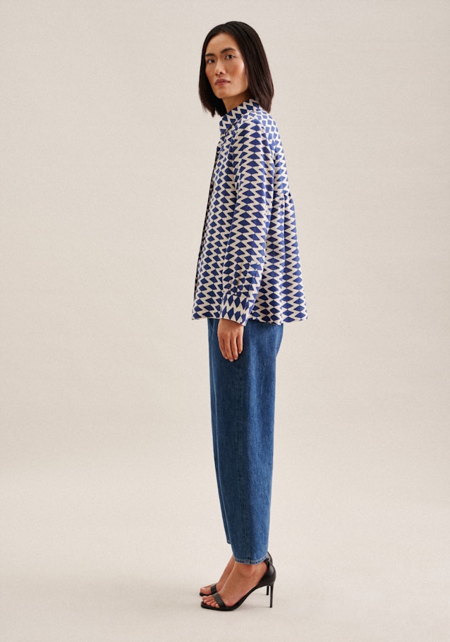 Long sleeve Linen Shirt Blouse in Medium Blue |  Seidensticker Onlineshop